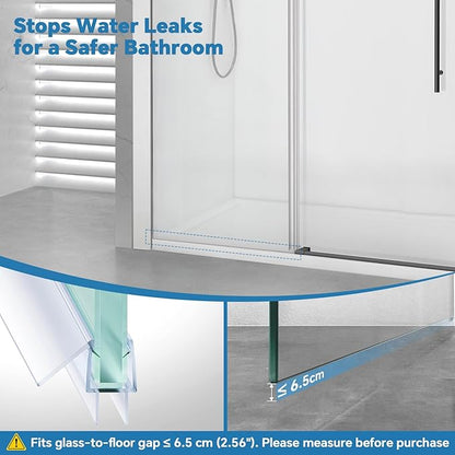 Shower Door Bottom Seal Strip, 2PCS Seal Strip, Clear PVC, 36" Length, Fits 10mm Thick Glass, Prevents Leaks, Easy Installation, No Adhesive Required (Clear, 39in for 3/8"(10mm) Door)