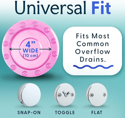 SlipX Solutions Bottomless Bath | Overflow Drain Cover for Tub | Best Gifts for Mom, Spa & Bath Accessories | Drain Block, Water Stopper Plug | Bath Essentials for Women | 4" Diameter, Pink