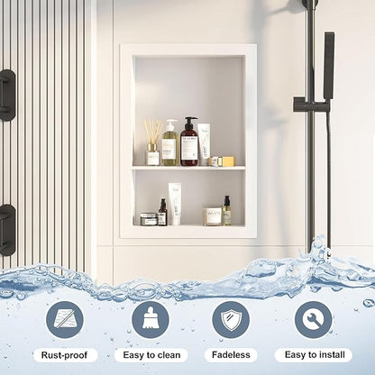12x18 White Shower Niche for Shower Wall,Bathroom Medicine Cabinet Recessed,Surface Mount Medicine Cabinet,Small Bathroom Wall Cabinet,Recessed Wall Niche for Over Toilet Storage/Living Room