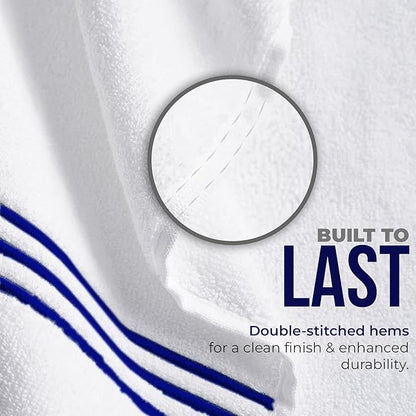 8-Piece Premium Towel Set, 2 Bath Towels, 2 Hand Towels, and 4 Wash Cloths, 100% Ring Spun Cotton Highly Absorbent Towels for Bathroom, Gym, Hotel, and Spa