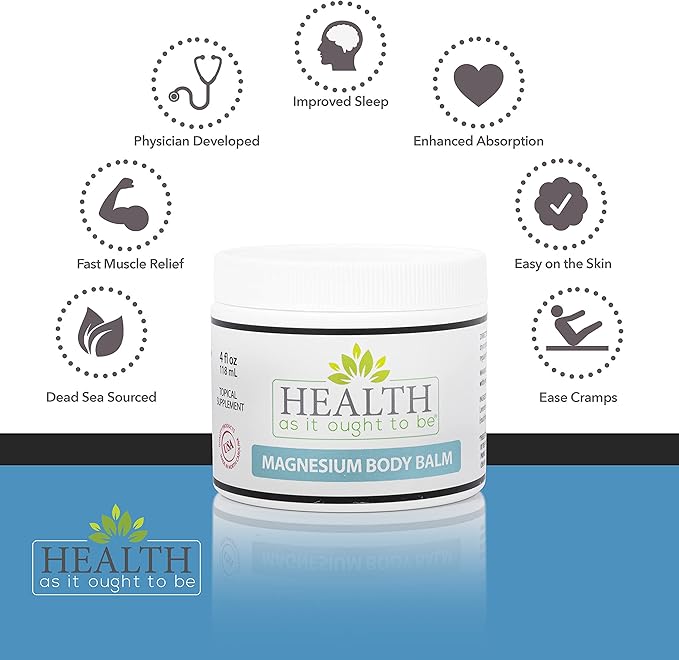 Magnesium Body Balm for Muscle Relief | All Natural Magnesium Oil Body Balm Infused with Arnica, Aloe Vera, Jojoba & Coconut Oil | For Headaches, Cramps, & Fast Muscle Relief | 4-Ounce