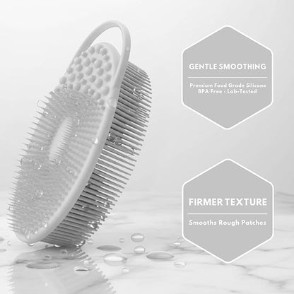 Exfoliating Body Scrubber Silicone - Textured Back Scrubber Shower Brush - Avilana Bath Loofah Alternative Dual Sided - Gentle Smoothing Body Wash Tool Rough Skin - Gift Women Men