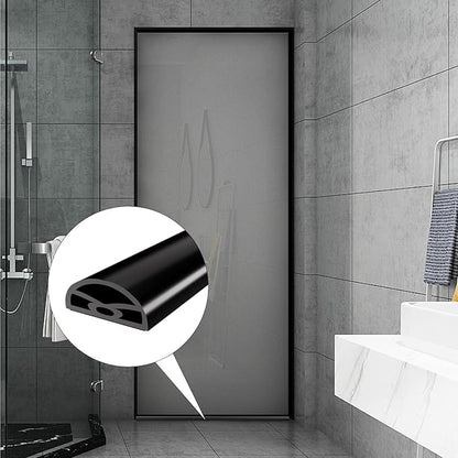 39” Black Shower Threshold Water Dam Stopper for Dry and Wet Separation,Self Adhesive Collapsible Walk in Shower Splash Guard Seal Strip, Silicone Sink Edge Water Barrrier for Bathroom and Kitchen