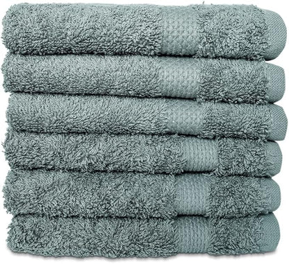 Hencely Premium 6-Pack Washcloths 12x12 Inches Soft Turkish Cotton High Absorbent and Quick Dry Dishtowel for Kitchen and Bath (Wash Cloth 6 Pack, Dark Green)