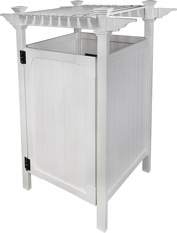Zippity Outdoor Products Hampton Shower Enclosure - 89"H x 62"W x 47"L White Vinyl Privacy Kit with Door for Pool & Beach, Model ZP19009