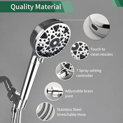 Shower Faucet Set with 7 Functions Handheld Shower Head Filter Shower Combo Set Shower System Shower Trim Kit Chrome Polished