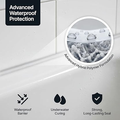 Crystal Clear Kitchen & Bathroom Sealant & Adhesive Hybrid Polymer | Superior to Silicone Caulk Sealant | Waterproof, Odorless, Paintable | Ideal for Around Bathtub, Shower, Kitchen - 300ml 3 Pack