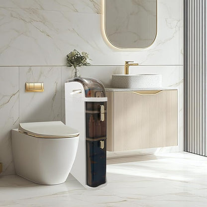 Bathroom Floor Cabinet, Narrow Bathroom Storage Cabinet, Mobile and No Installation Required, Perfect for Small Space Laundry Rooms, Toilet Areas and Living Room Gaps