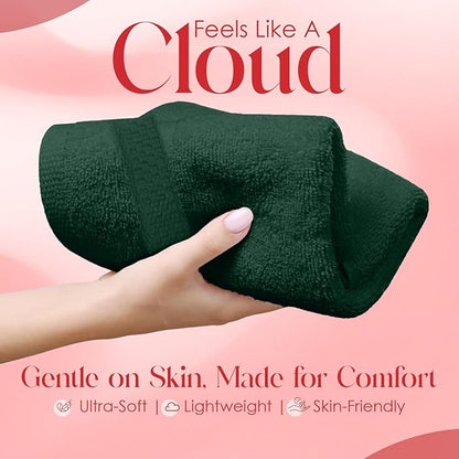 RIVERSIDE 12 Pack Premium 100% Cotton Face Washcloths, 550 GSM, 12 x 12 Inches, Soft, Absorbent Towels for Body & Shower, Bathroom Wash Clothes, Durable Face Towels Set for Spa, Gym, Hunter Green