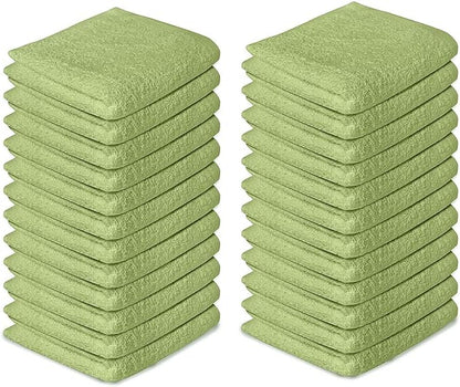 Softolle 100% Cotton Washcloths 60 Pack (12x12 Inches) Soft, Highly Absorbent Washcloth, Face Towels, Wash Cloths for Face, Ring Spun, Bulk Pack (Sage Green)
