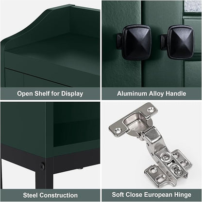 Over The Toilet Storage, Bathroom Over The Toilet Organizer, Above Toilet Storage with Double Doors and Soft Hinges Over Toilet Storage Shelf Over The Toilet Storage Cabinet (Forest Green)