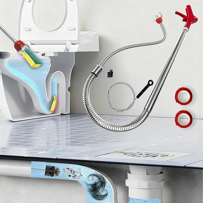 Toilet Auger/Drain Clog Remover Tool Kit-1PCS Toilet Snake Grabber,2PCS Drain Snake Hair Remover＆1PCS AC Drain Line Cleaner Tool for Blocking and Cleaning Toilets (Toilet Drain Unblocking kit)