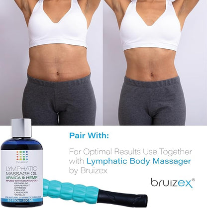 Lymphatic Drainage Massage Oil with Arnica & Natural Hemp Seed Oil, Post Surgery Recovery & Lipedema, Liposuction, 360 Lipo, BBL, Tummy Tuck, Fibrosis Treatment, Body Detox, 8.5 Oz