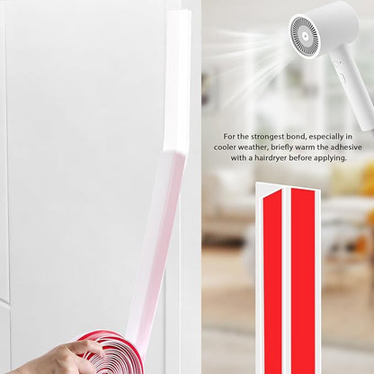 20Ft T-Shaped Door Draft Stopper, Silicone Weather Stripping Seal Tape for Doors and Windows - White, 1.38" Wide (35mm)