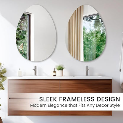 VASUHOME Drop Frameless Bathroom Mirror, 24 x 32 Inch Wall Vanity Mirror, Large Wall Mounted Mirrors for Bathroom, Living Room, Bedroom