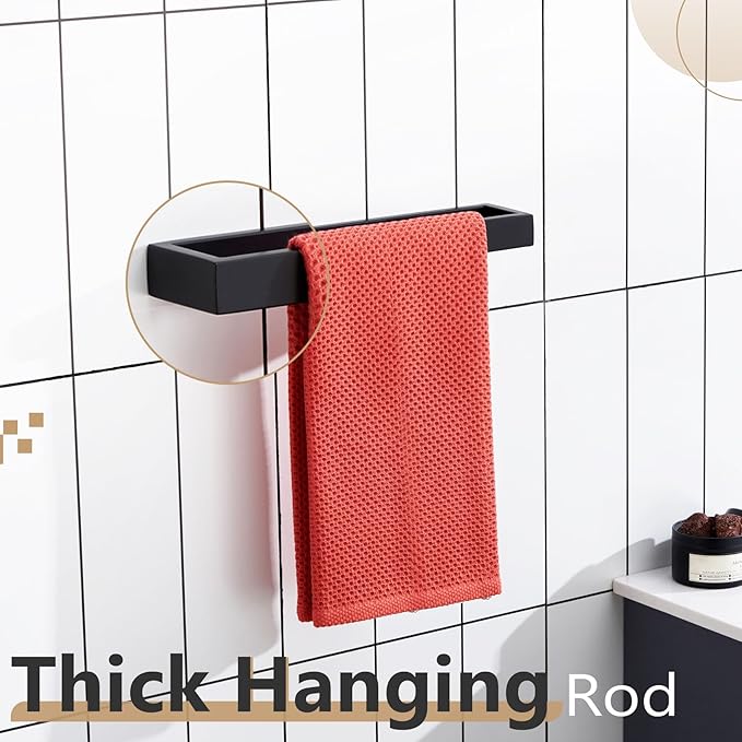 KOKOSIRI Towel Bar Matte Black Hand Towel Holder 12-Inch Kitchen Rack Stainless Steel for Bathroom Hardware Wall Mounted, 1 Pack B4008BK-L12