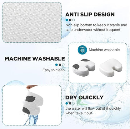 Suzile 2 Pcs Hot Tub Booster Seat Weighted Spa Bathtub Booster Inflatable Cushion Quick Dry Non Slip Bottom Portable Seat with 3D Air Mesh Cover Tub Accessory for Adult Indoor Outdoor(White Grey)