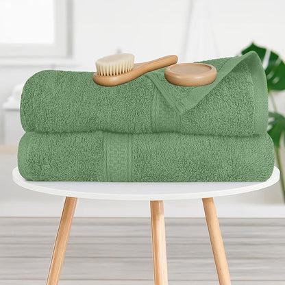 RIVERSIDE 100% Ring Spun Cotton Large Bath Towels Set of 4, 27 x 54 – Quick Dry, Soft & Highly Absorbent Towels for Shower & Bathroom – Luxury 600 GSM Towels for Home, Spa, Gym, Hotel, Sage Green