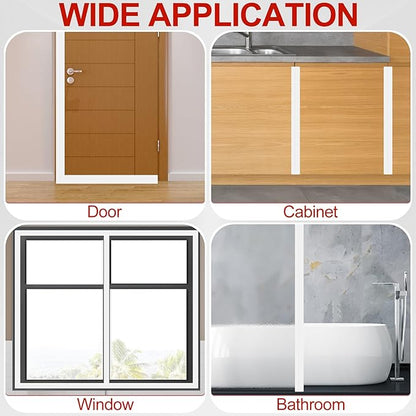 MYFAMIREA Door Weather Stripping 2IN (W) x 40FT (L) Door Draft Stopper Seal Tape Silicone Seal Strip Self Adhesive Shower Sweep Insulation Tape Side Bottom Strip for Sliding Glass Window Gap, White