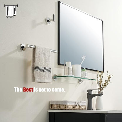 JQK Chrome Towel Bar, 12 Inch 304 Stainless Steel Thicken 0.8mm Towel Rack Bathroom, Towel Holder Polished Finished Wall Mount, Useable Length 9 Inch, TB110L9-CH