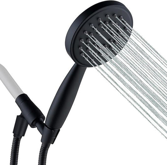 All Metal Hand Held Shower Head with 70 Inches Hose and Holder, Made with Stainless Steel and Brass, High Pressure Handheld Showerhead, Adjustable Bracket，Extra Long Flexible Hose (Matte Black)