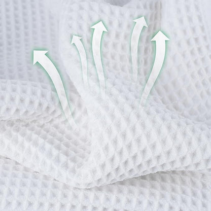 Microfiber Waffle Hand Towels, 4 Pieces, Soft, Absorbent, Fast Drying, Lint Free (White)