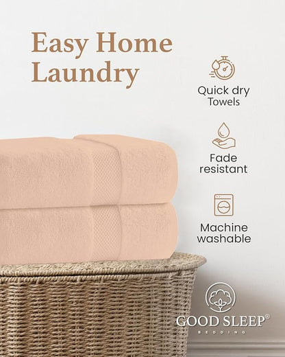 100% Cotton Bath Towels, Pack of 4 Towels for Bathroom, Luxury 700 GSM Bath Towel, Highly Absorbent Bathroom Towel Set, 30 x 60 Inches Large Bath Towels, Super Soft & Quick Dry Towel Set, Blush
