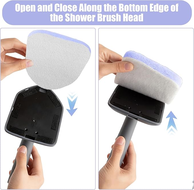 2 Pack Shower Scrubber Refill Pads Non Scratch Scouring Pads Compatible with Clorox Tub Tile Scrubber Brush, Anti Grease Technology Reusable Scrub Sponge for Cleaning Bathroom Kitchen Toilet Wall Sink