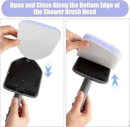 2 Pack Shower Scrubber Refill Pads Non Scratch Scouring Pads Compatible with Clorox Tub Tile Scrubber Brush, Anti Grease Technology Reusable Scrub Sponge for Cleaning Bathroom Kitchen Toilet Wall Sink