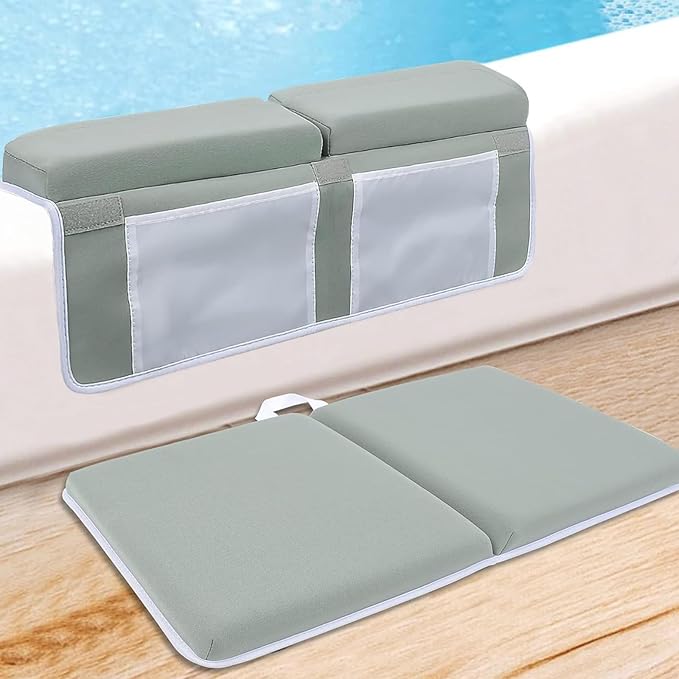 Upgrade Bath Kneeler and Elbow Rest Pad Set - Bath Support for Knees and Elbows - Bath Kneeler Pad with Memory Foam and Bath Organizer - Ideal Bath Kneeling Pad for Bathing