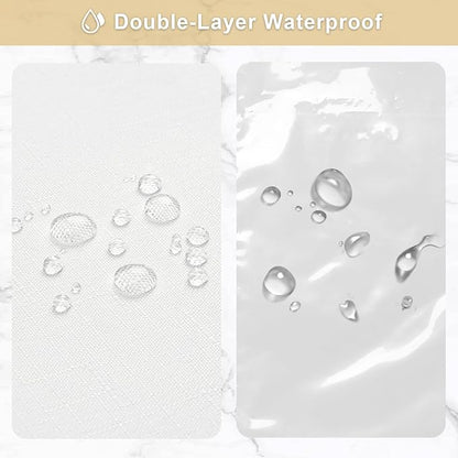 MitoVilla 3 in 1 Shower Curtain Set, White Boho Farmhouse Linen Textured Bath Curtain and Clear PEVA Liner Set with 12 Double Sided Steel Hooks, Waterproof Fabric Hotel Bathroom Curtain - 72x72