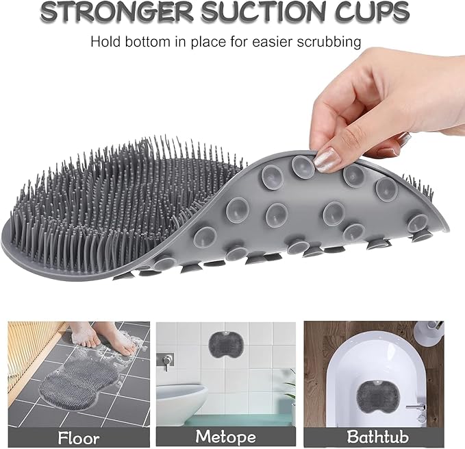 Shower Foot Scrubber Mat with Non-Slip Suction Cups, Exfoliating Foot and Back Washer Pad for Bathtub and Shower Floor (Yellow)