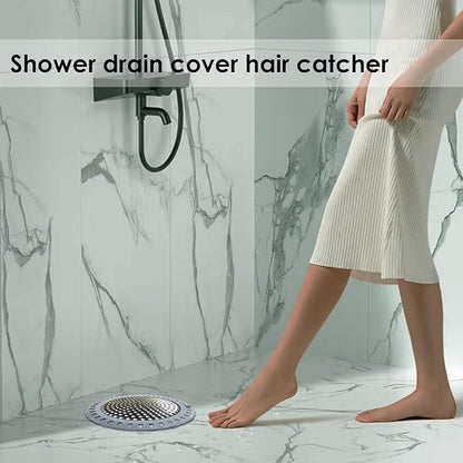 Drain Hair Catcher, Shower Hair Drain Catcher, Shower Drain Cover, Bathtub Drain Strainer, Tub Hair Catcher, Bathroom Sink Strainer Hair Trap Filter, Bathroom Drain Defender, Flat, Round