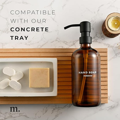 MaisoNovo Soap Dispenser 2-Piece Set | 16.9oz Amber Bottles with Black Stainless Steel Pumps