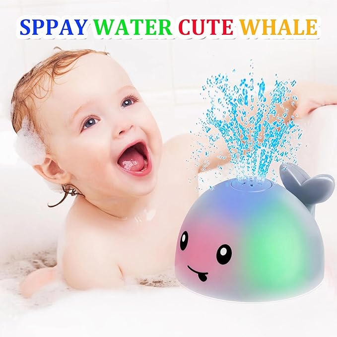 Bath Toys for Kids Ages 1-3 - 1 2 3 Year Boys Girls Gifts | Christmas Stocking Stuffers 6-12-18 Months | Light Up Whale Bath Toy Sprinkler Toddler Bathtub Pool Water Table Toys