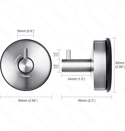 YOHOM Vacuum Suction Cup Hooks Shower Towel Holder Bathroom Shower Hook Brushed Stainless Steel Suction Towel Rack Kitchen Storage Organizer for Bathrobe Loofah Washcloth 4Pcs