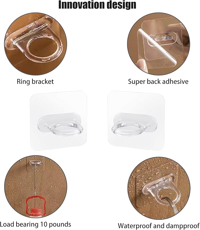Adhesive Shower Gel Bottle Rack,Shampoo Dispenser Holder,Bath Lotion Hook,Liquid Soap Hanger,Multipurpose Bathroom Toilet Kitchen Wall Mounted Stand Device,No Drilling,Strong and Transparent(6pcs)