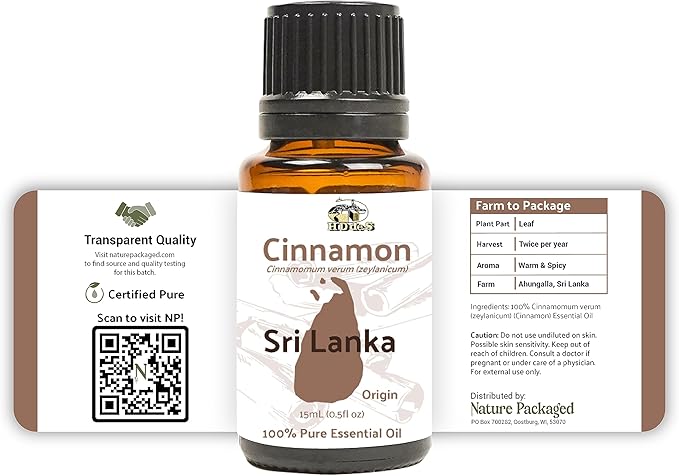 Cinnamon Essential Oil - Direct from Sri Lankan Essential Oils - 100% Pure - Natural Aceite de Canela for Aromatherapy & Wellness - Premium Grade (22lbs)