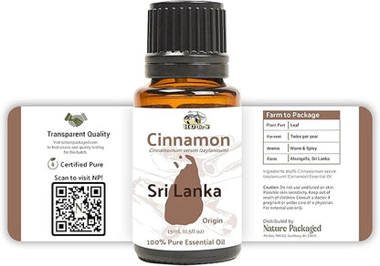 Cinnamon Essential Oil - Direct from Sri Lankan Essential Oils - 100% Pure - Natural Aceite de Canela for Aromatherapy & Wellness - Premium Grade (22lbs)