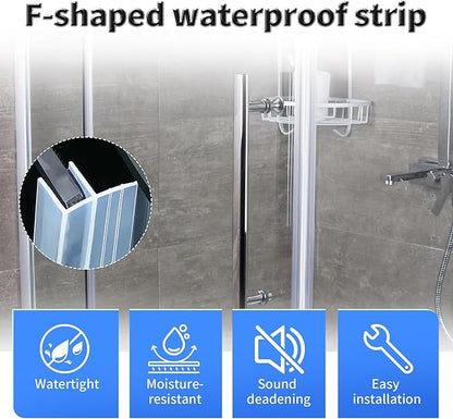 Shower Door Side Seal Strip,39 Inch F-Type Frameless Shower Door Seal, F-Type Shower Door Sweep for 1/4"(6mm) Thick Glass