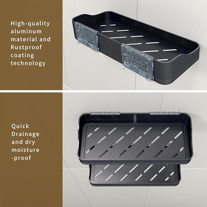 Luxury Shower Caddy, Rustproof Metal Large Capacity Bathroom Shelves for Storage, Adhesive or Drill Mounting for Kitchen Holder & Organizer (2 Pack)