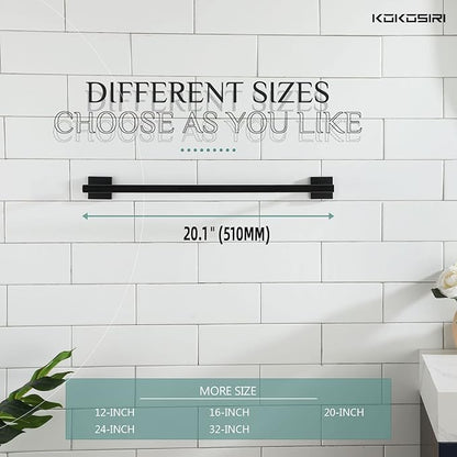 KOKOSIRI Towel Rail Bathroom Towel Bars Matte Black 20 Inch Towel Holder for Bath Cabinet Kitchen Wall Mount Stainless Steel B4005BK-L20