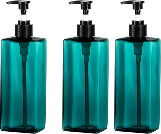 Shampoo and Conditioner Bottles Yebeauty 3pcs 17oz 500ML Shower Pump Bottles Lotion Soap Dispenser Liquid Container Plastic Soap Dispenser for Shampoo Kitchen,Bathroom Body Wash, Sea Green