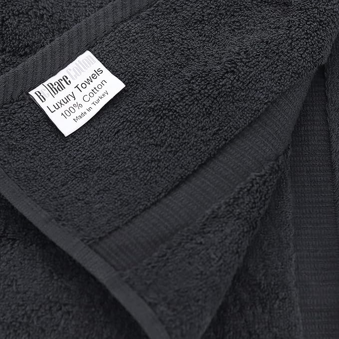 Monogrammed Hand Towel, Personalized Initial Gift, Extra Absorbent 100% Turkish Cotton - Soft Terry Finish - Set of 2 - White Block Initial Y - Embroidered on Black Towels