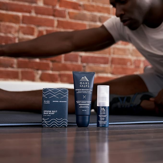 Oars + Alps Muscle Recovery Balm and Rub, Muscle Pain Relief Balm Infused with Arnica and Turmeric, Lavender Sage Scent, 3 Oz