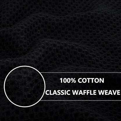 Homaxy 100% Cotton Waffle Weave Kitchen Dish Cloths, Ultra Soft Absorbent Quick Drying Dish Towels, 12 x 12 Inches, 8-Pack, Black