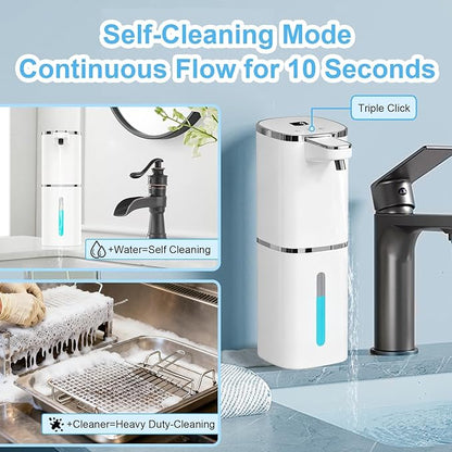 Automatic Liquid Soap Dispenser Touchless, USB Rechargeable Smart Hand Soap Dispenser, 9-Level Adjustable, Physical Button Operation, 13.5oz/400mL Wall Mounted for Bathroom Kitchen Dish Soap