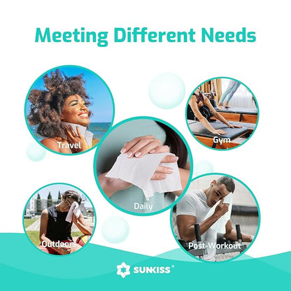 SUNKISS Trustplus Wet Wipes for Adult No Rinse, Extra Large 8”x12” Body Cleaning Washcloths for Elderly Incontinence & Cleansing, Unscented, 800 Count (16 Packs of 50)