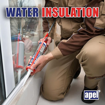 apel All Purpose Clear Silicone Sealant Waterproof (12 x 10.5 fl.oz.), 100% Silicone Caulk, Weatherproof & Flexible Adhesive Sealant for Indoor and Outdoor Use, Transparent - 12 Pack