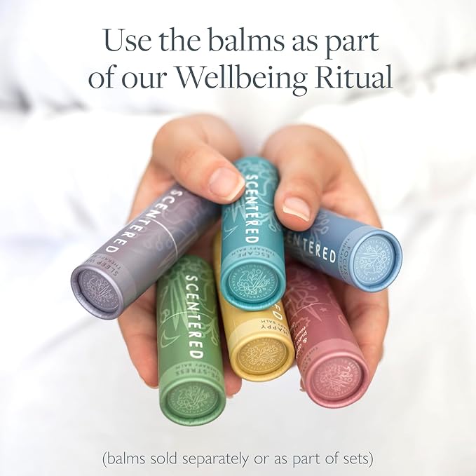 Scentered Aromatherapy Balm Gift Set - Calm & Confident - Pack of 3 Balms: Sleep Well, De-Stress, Focus - Rosemary, Cedarwood, Lavender Essential Oils - Aromatherapy Gifts for Women